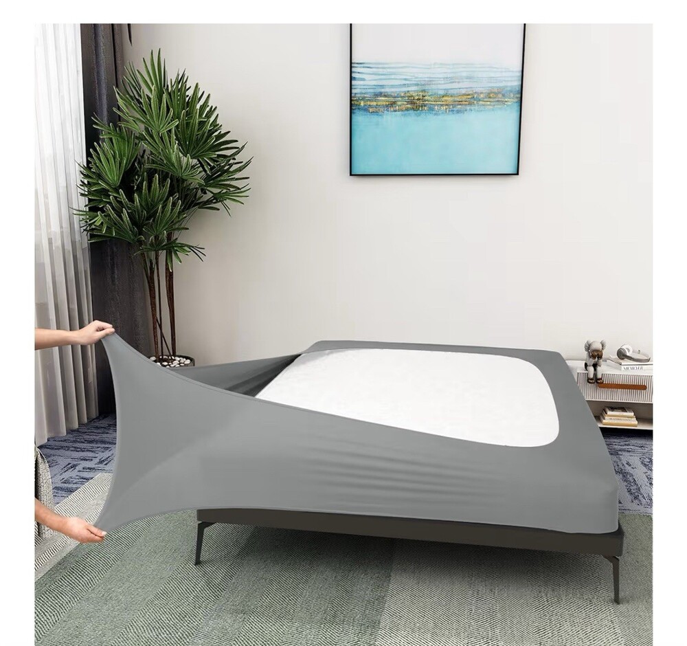 Box Spring Cover Queen Size - Jersey Knit & Stretchy Wrap Around 4 Sides Bed Ski